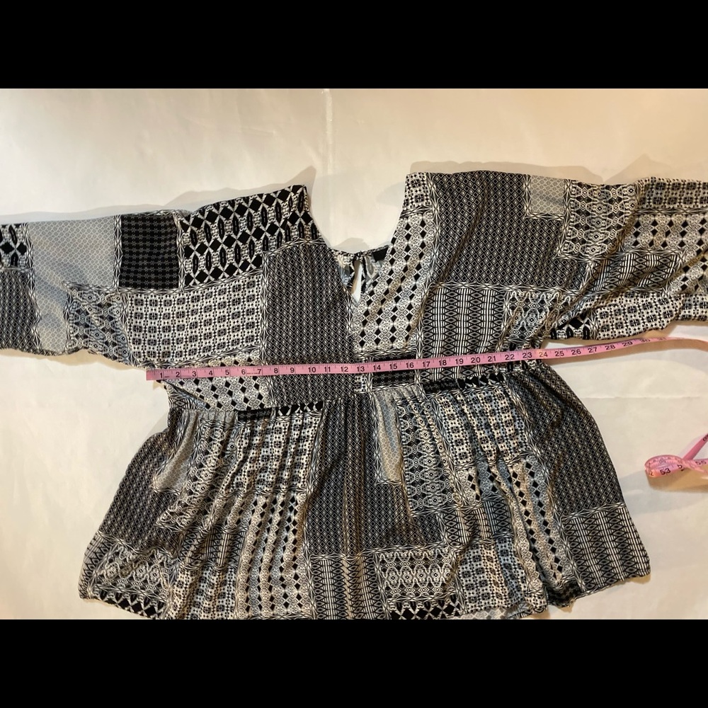 Ellos Black&White Patchwork Pattern Flowy Shirt - image 2